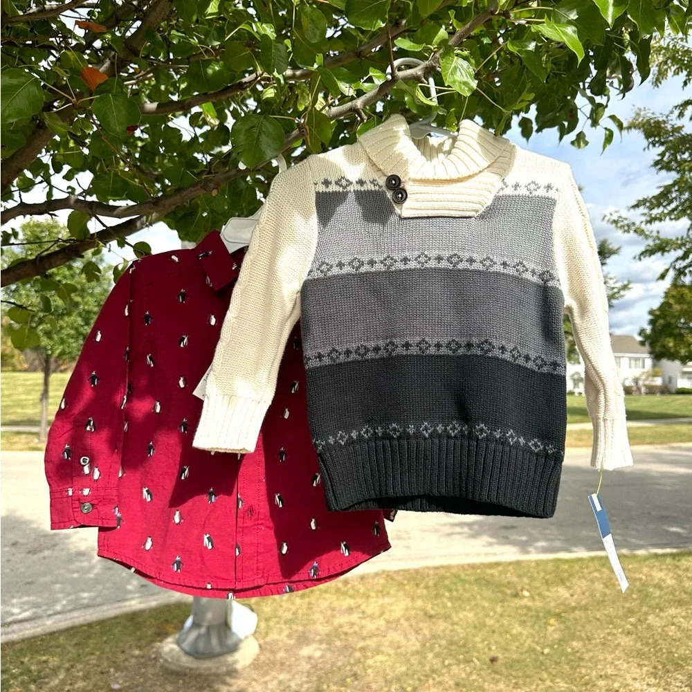 12 - 18 Months Genuine‎ Kids Oshkosh Boy Sweater and The Children’s Place Shirt